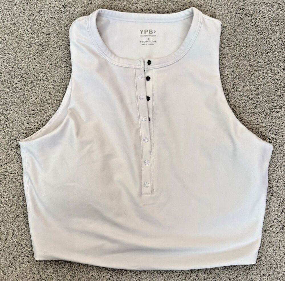 Abercrombie YPB  Henley Cropped Tank - White - XL